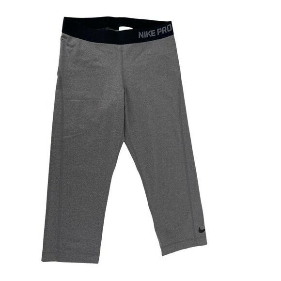 Nike Pro Leggings Gray Cropped Womens Size M Active Wear Performance Dri Fit - Picture 1 of 7